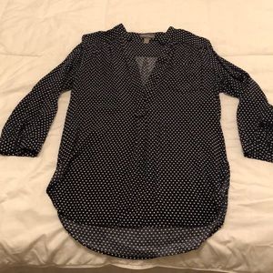 Navy polka dot tab shirt